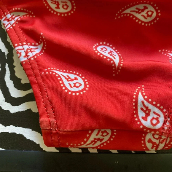 Red bandanna, paisley print bikini bottoms size lg - Picture 5 of 7